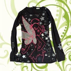Black and Silver TinkerBell Long Sleeve Top